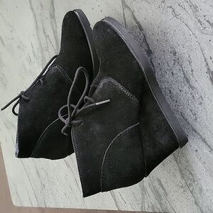 Sonoma Suede Wedge Ankle Lace Up Booties Black size 8M